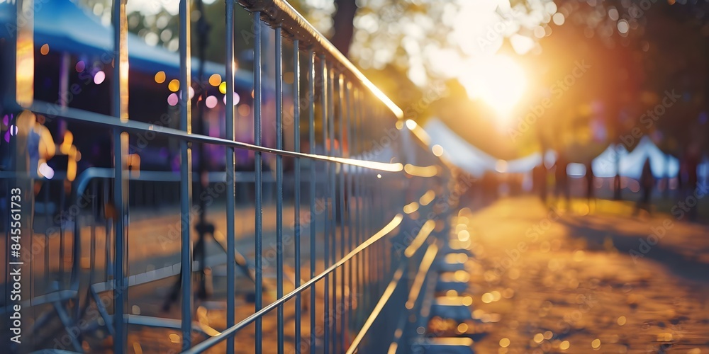 Wall mural securing an outdoor concert venue with a durable fence to protect against vehicle threats. concept s