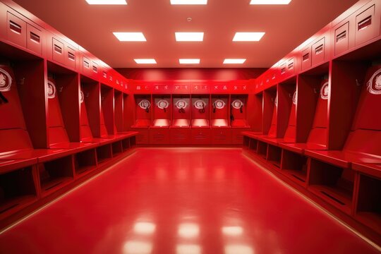 Team Spirit Haven: Red Walls, White Lockers
