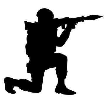 recommend clip art: Rocket launcher soldier silhouette for military, battlefield or war