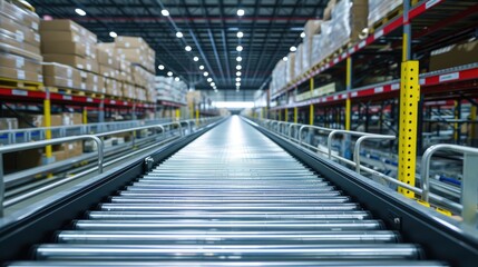 Fototapeta premium Quiet Warehouse Conveyor Belt Scene