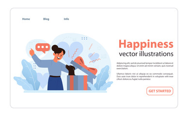 Woman thrilled by surprise gift. Flat vector illustration