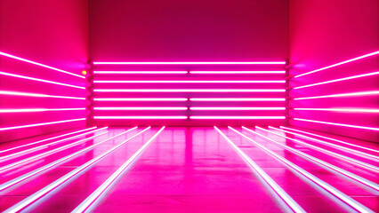 Creative bakground with colors full neon line on background, in studio