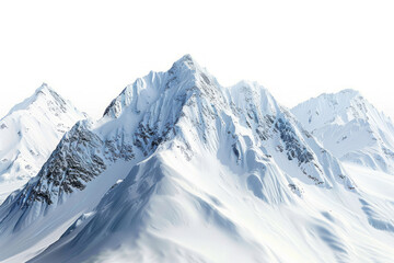 Fototapeta premium Snowy mountains are in a realistic, high-resolution style, isolated on a white background.