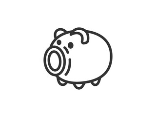 豚の、蚊取り線香入れのアイコン（線画）のイラスト
