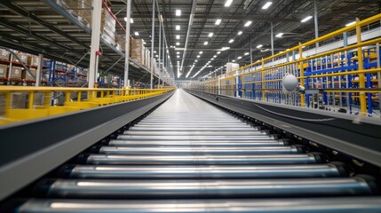 Fototapeta premium Barren Logistics: Unoccupied Conveyor System