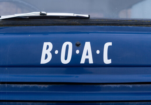 London, UK, 31st May 2024, BOAC airline logo, Brooklands Museum, Weybridge