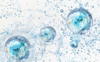 Abstract Blue Bubbles and Water