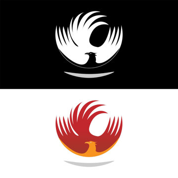 Phoenix logo design in red and orange, ideal for innovative resilient technology healthcare brand