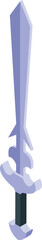 Naklejka premium Medieval fantasy sword standing upright with ornate hilt and blade pointing upwards