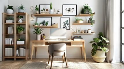Fototapeta premium Stylish Home Office Spaces of Inspiring Designs for Productivity and Comfort