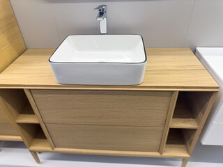 modern new sink and faucet in the bathroom