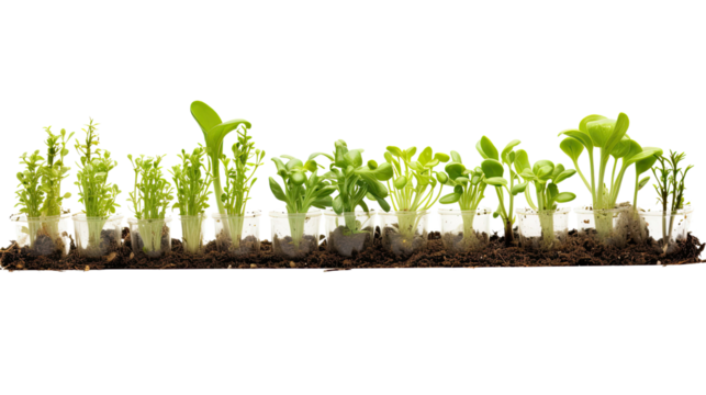 Photograph of a miniature vegetable garden, its rows of seedlings bursting with life, showcasing the transformative power of water in nourishing new growth