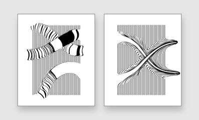 Wall frame design for contemporary decor. Abstract minimalistic wave line art for wall frame.