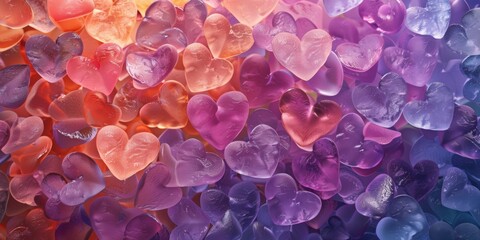 Fototapeta premium Multicolored Heart background. Valentine Wallpaper with Pale Violet love hearts