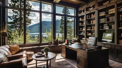 Fototapeta premium Stylish Home Office Spaces of Inspiring Designs for Productivity and Comfort