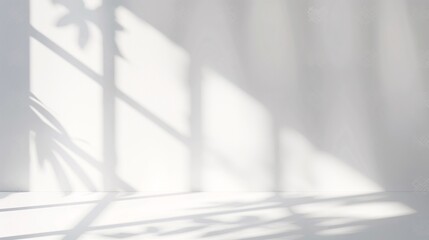 Minimalist interior design with realistic shadows and soft light, white background for product presentation