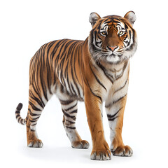 Obraz premium Majestic Adult Bengal Tiger Isolated on White Background