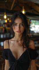 portrait of a woman, cosmetic model, summer vacation look