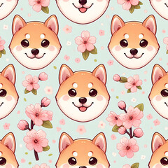 seamless pattern with shiba