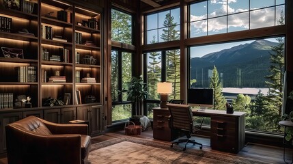 Fototapeta premium Stylish Home Office Spaces of Inspiring Designs for Productivity and Comfort