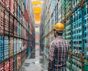 Logistics Manager Overseeing Global Commerce in Shipping Warehouse