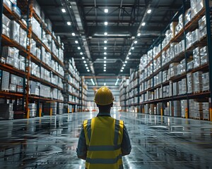 Logistics Manager Overseeing Busy Shipping Warehouse Global Commerce in and Work Concept