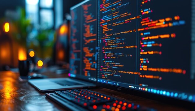 Blue Hues of Tech: Abstract Coding Background