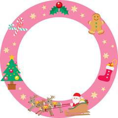 クリスマスの丸いフレームイラスト