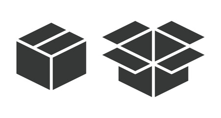 vector icon illustration of a closed and open box with a black theme