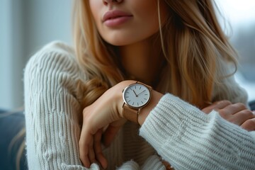 Luminous Luxury: Bright Background Accentuates Woman's Watch