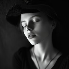 Harmony in Monochrome: Timeless Young Woman