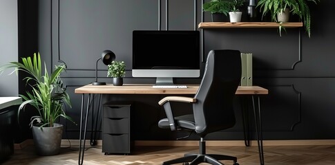Fototapeta premium Stylish Home Office Spaces of Inspiring Designs for Productivity and Comfort
