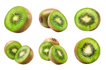 Fototapeta premium Kiwi Collection Bundle Set Isolated on a Transparent Background