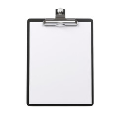 Blank paper on a clipboard isolated on transparent background