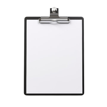 Blank paper on a clipboard isolated on transparent background