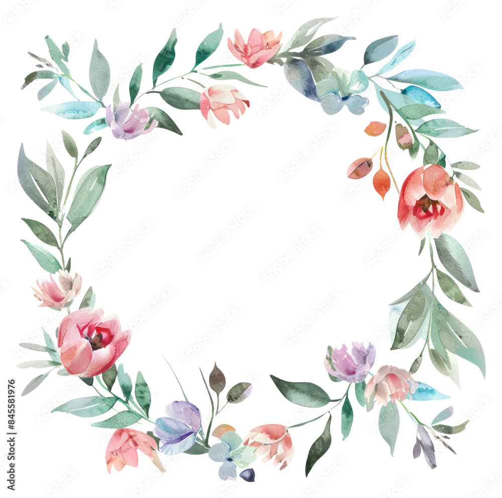 Poster png tulip circle border pattern flower wreath.