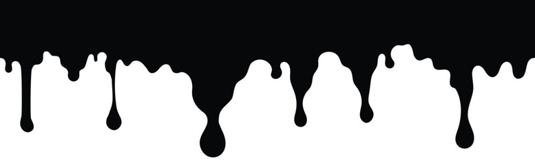 Black dripping oil stain, melt drips , liquid, ink silhouettes isolated vector illustration.