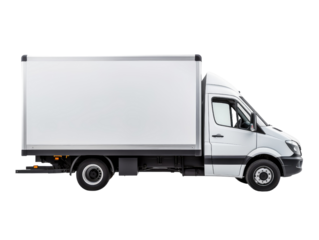 White delivery van isolated on transparent background