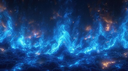 Naklejka premium Blue glowing ethereal plasma flame in space 