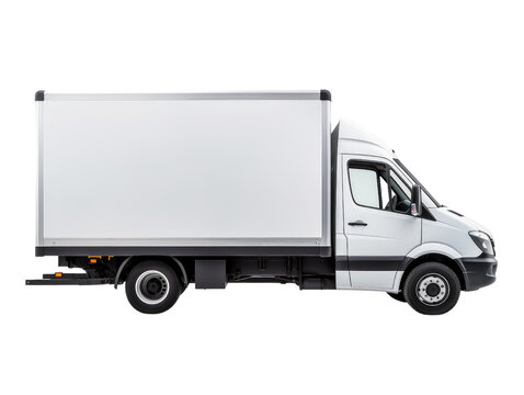 White delivery van isolated on transparent background
