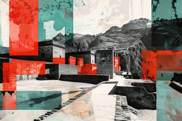 Ancient Inca Ruins of Cusco Art Collage

