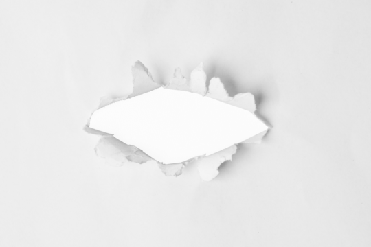 White torn hole paper design element cutout