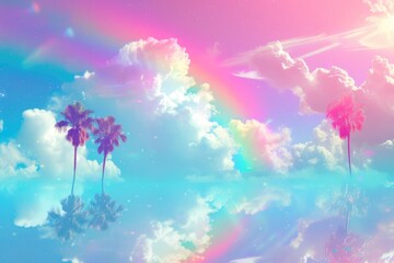 Radiant Rhapsody: Palm Trees Under the Northern Lights