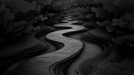Road Disappearing into Darkness Paper Cut Art