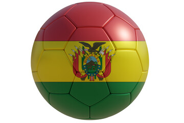Fototapeta premium Soccer ball with Bolivian flag isolated on white transparent. Football in Bolivia