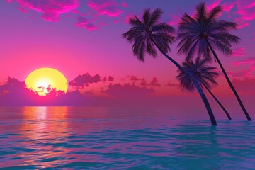 Obraz premium Florida's Evening Euphoria: A Sky Ablaze with Color
