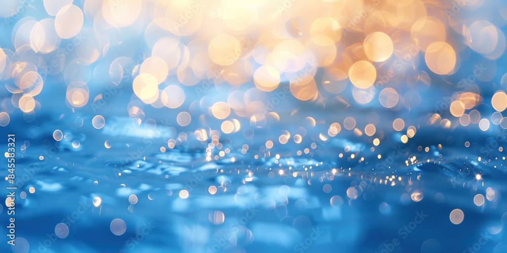 Poster abstract background with blurry lights on sea water. caustics and bokeh. created with generative ai 