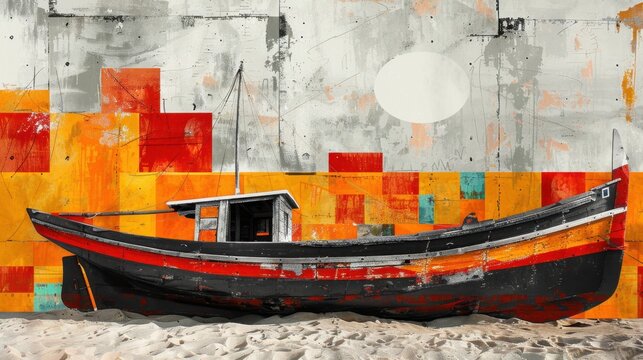 Traditional Jangada Fishing Boat in Fortaleza Art Collage

