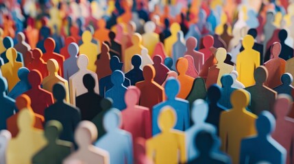 Obraz premium Cut-out crowd showcases teamwork and inclusivity in an artistic representation.