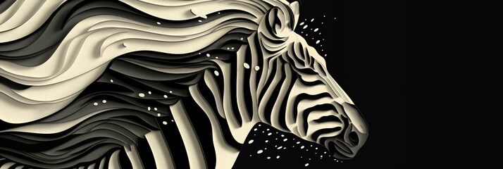 Obraz premium Black and White Zebra Head Paper Cut Art